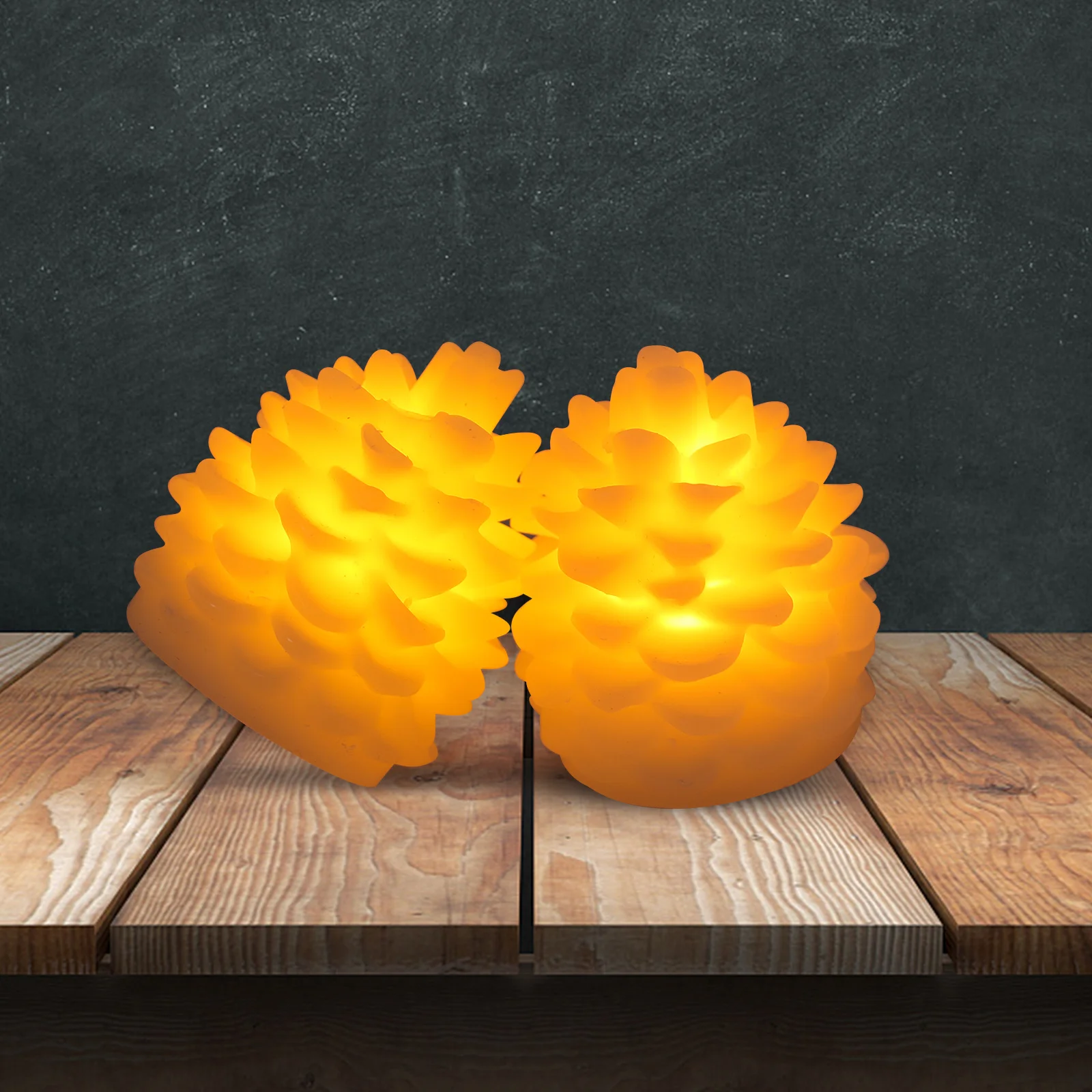 2 قطعة LED عديمة اللهب الشمع الصنوبر المخروط أضواء رومانسية دافئة الأصفر ليلة مصباح الطرف الديكور مريح المنزل مهرجان الخفيفة #6