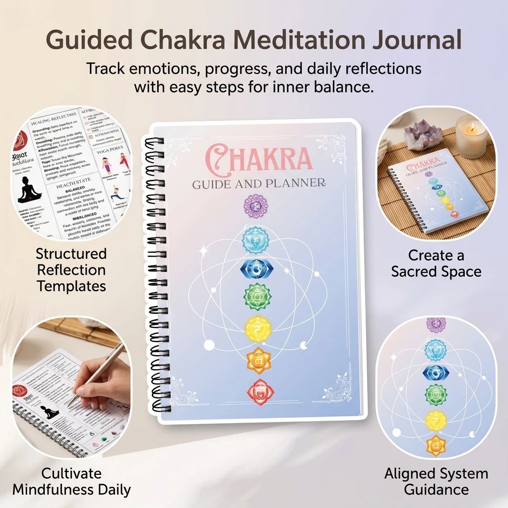 Chakra Notebook Tracking Guide Journal for Meditation Yoga Practice Self Growth Thick Paper Lay Flat Emotion Diary Gift
