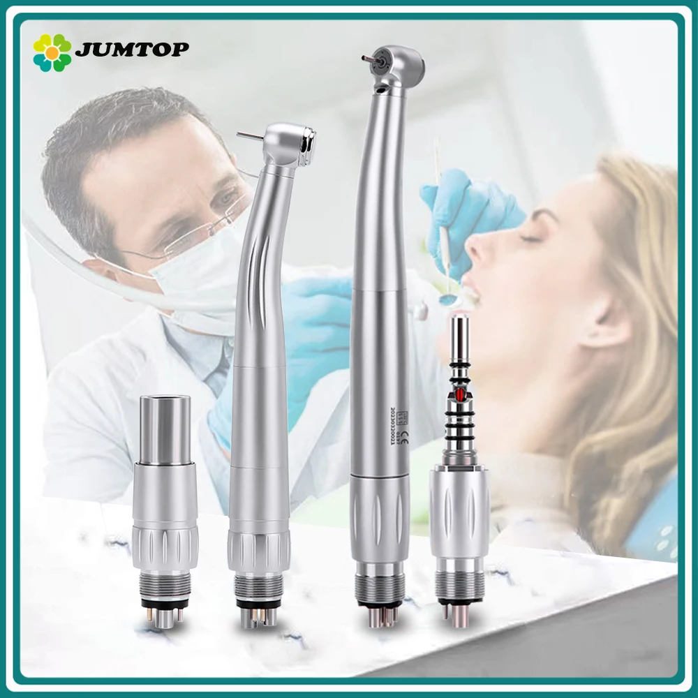Dental LED Fiber Optic High Speed Handpiece with 4 Holes/6 Holes Quick Coupling Coupler fit for NSK KAVO Dentistry Air Turbine