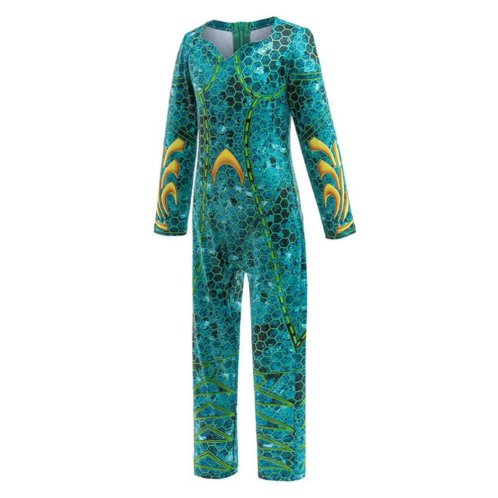 Mera Cosplay Costume Kdis Children Girls Jumpsuit Zentai Outfits Halloween Carnival Party Suit