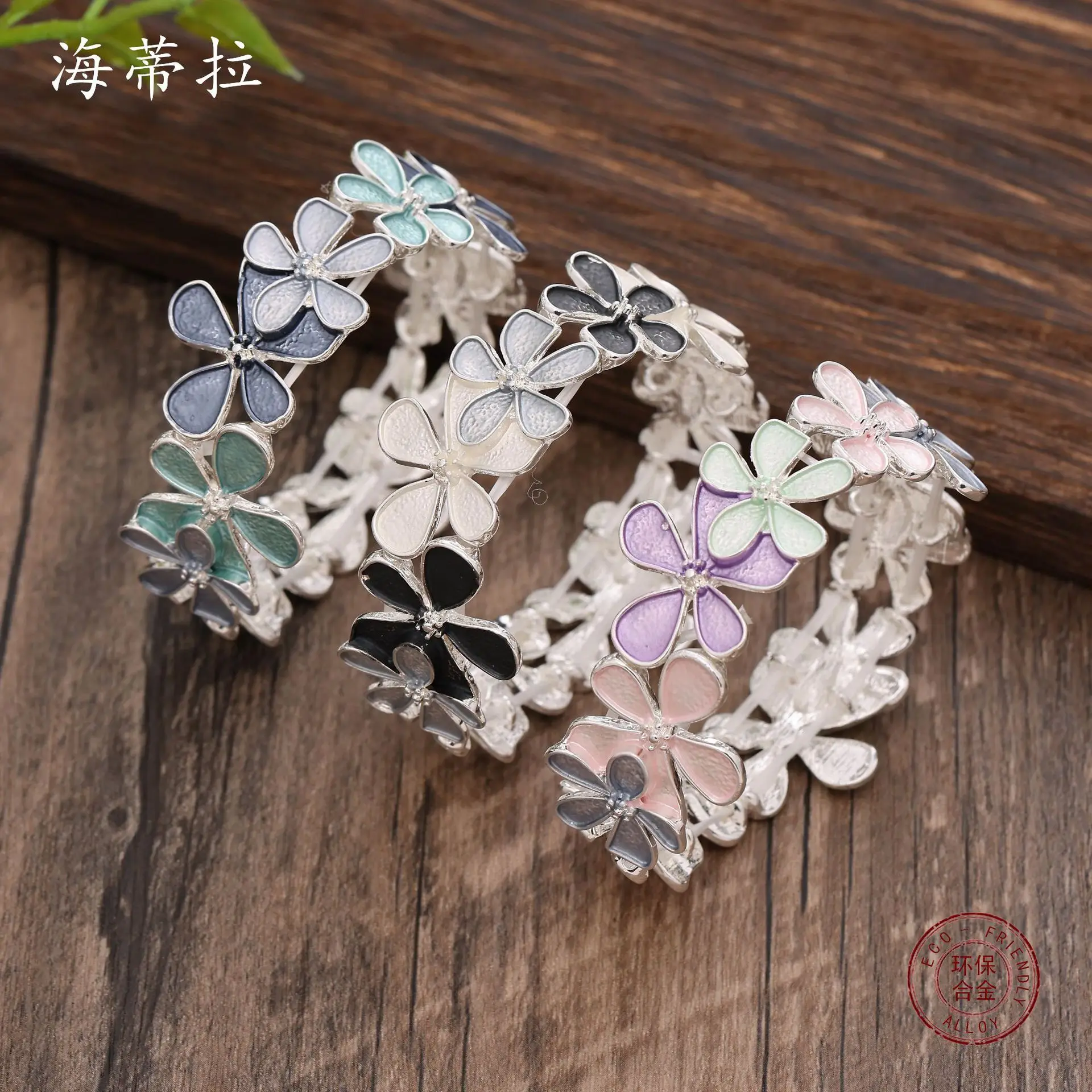 Enamel color rule flower elastic bracelet women's summer niche light luxury bracelet fashion versatile high-end bracelet