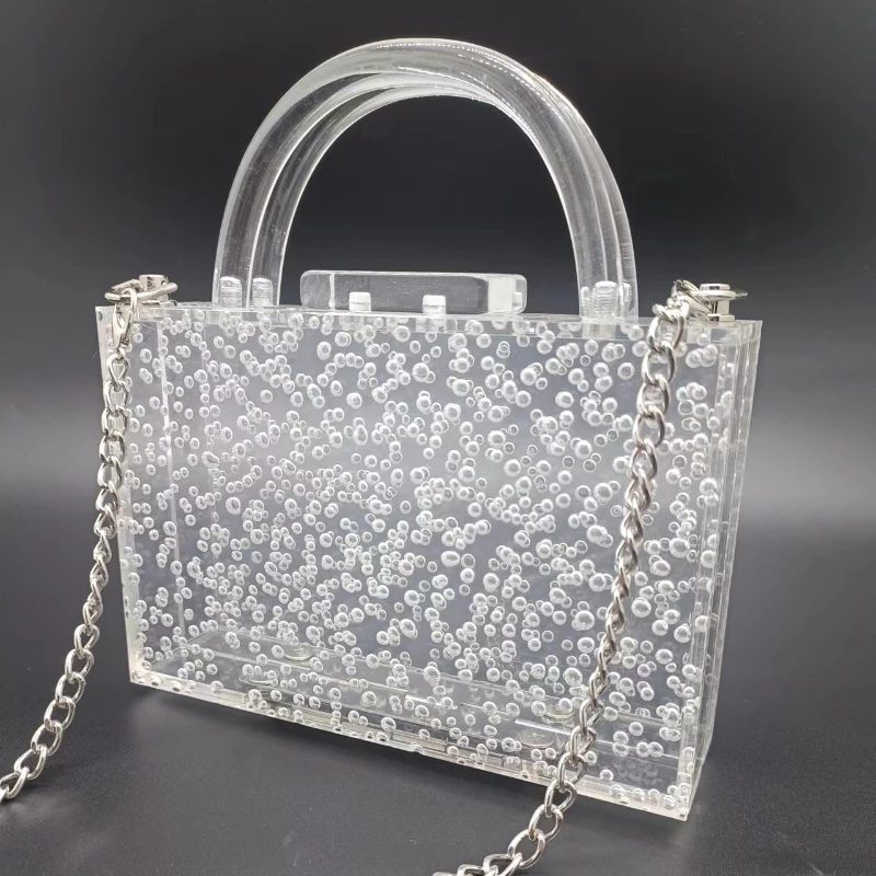 Acrylic Bubble Transparent Bag New Trendy Evening Clutch Handbag Designer Luxury Brand Bags Square Women's Shoulder Tote Wallet - Image 5
