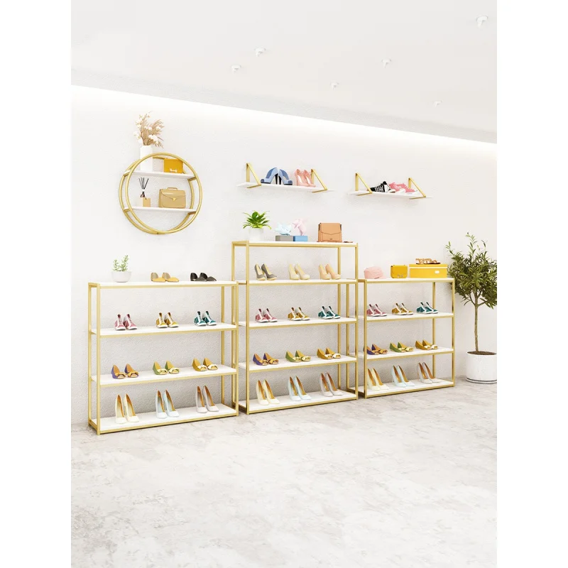 customized.Handbag and Shoe Retail Store Display Furniture Design Decoration 4 Layers Shoe Display Shelves Shiny Shoe Displ