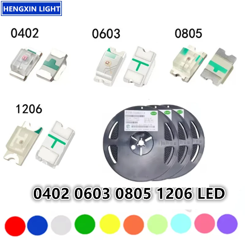 100PCS Highlight 0402 0603 0805 1206 SMD LED, Orange Warm-white Yellow-green, Light Emitting Diode Clear LED Light Diode