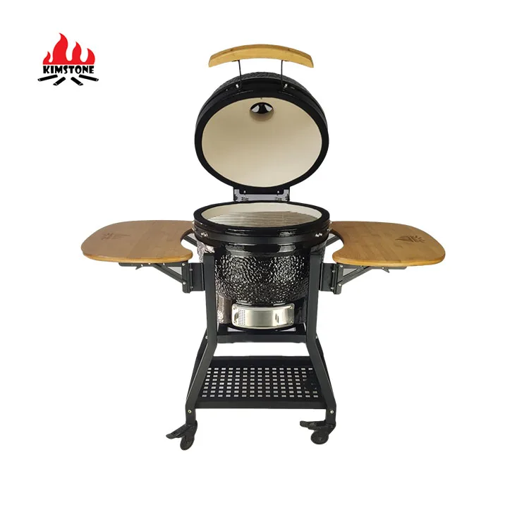 18inch KIMSTONE KimBer Series Green Stone Pattern Kamado Grill with Square Tube Iron Stands Using in Household Luxury Grill