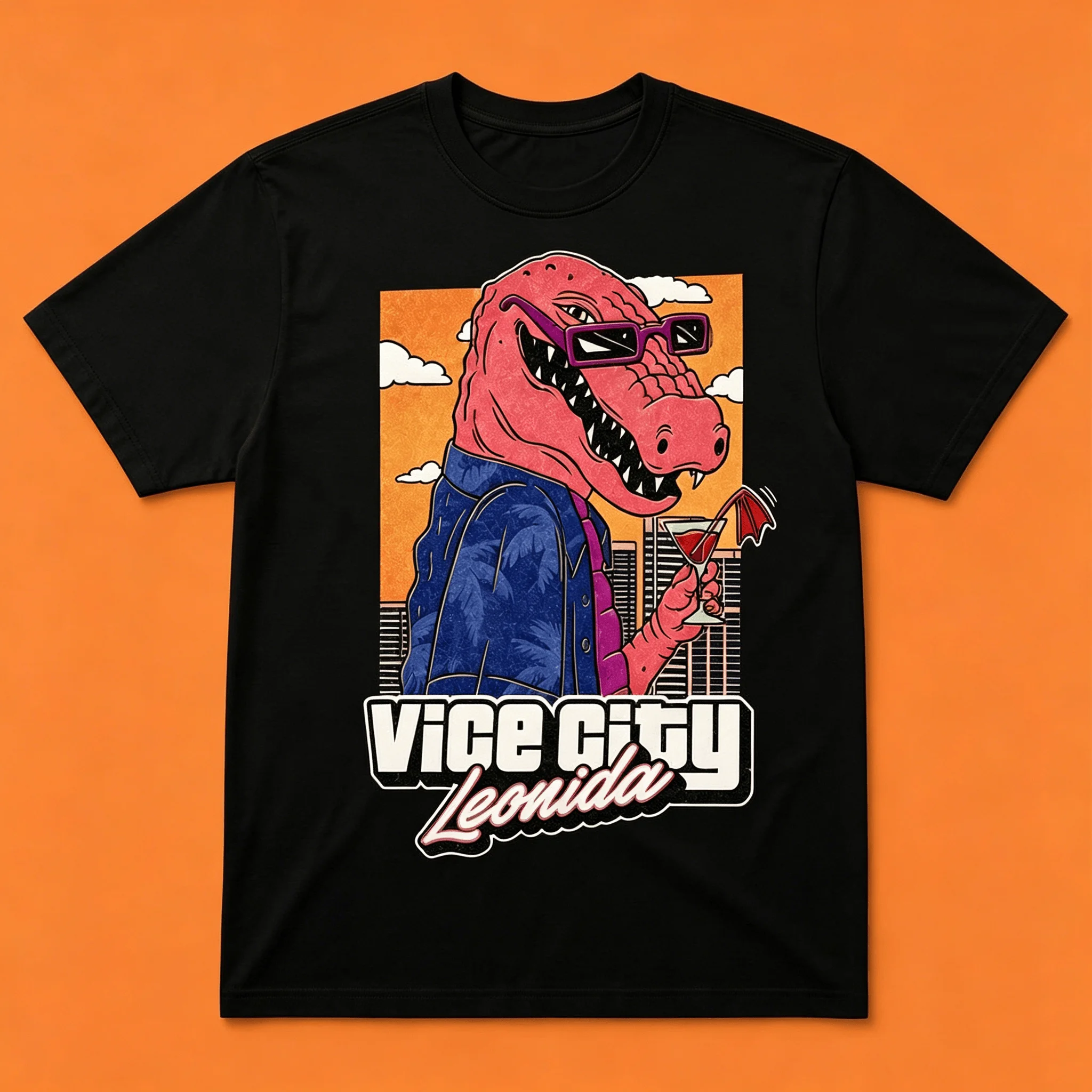 Jason Vice City Leonida Alligator Printed 2026 New T-shirt Cotton Men's and Women's Popular Streetwear Casual T Shirt Casual Top