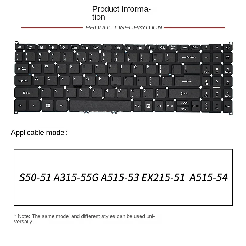 

replace Suit for Acer FUN S50-51 A315-55G A515-53 EX215-51 Laptop keyboard