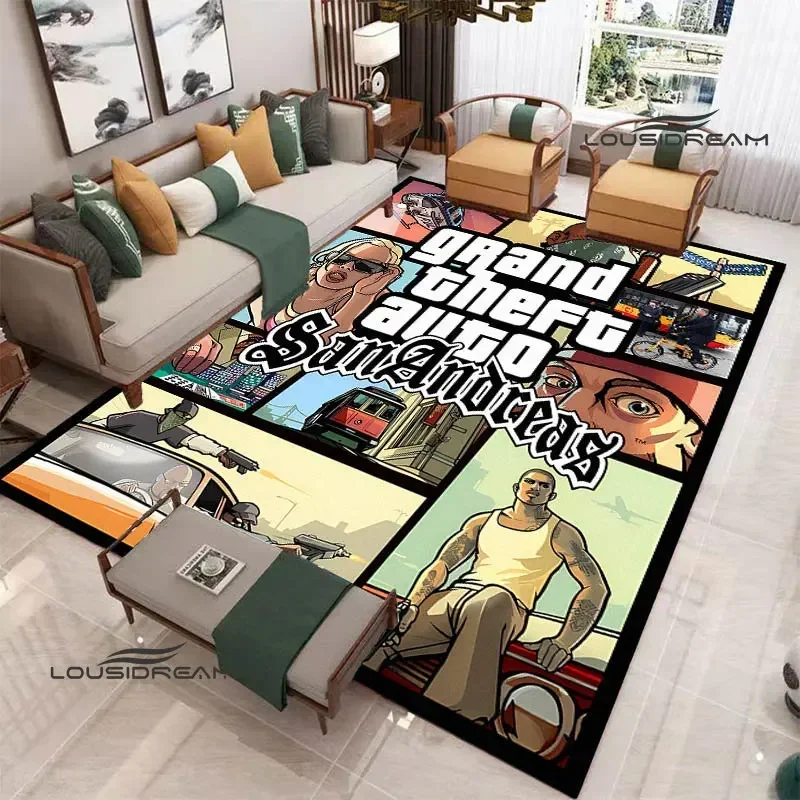 Grand theft Auto game printed carpet living room bedroom beautiful carpet Non-slip door pad photography props birthday gift