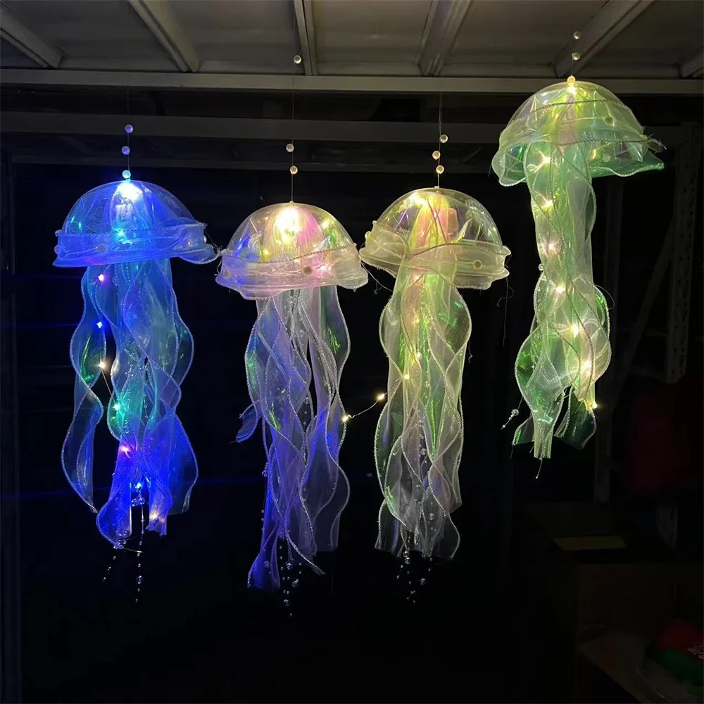 DIY Jellyfish Lamp Portable Flower Lamp Girl Room Atmosphere Decoration Lamp Bedroom Night Home Decoration