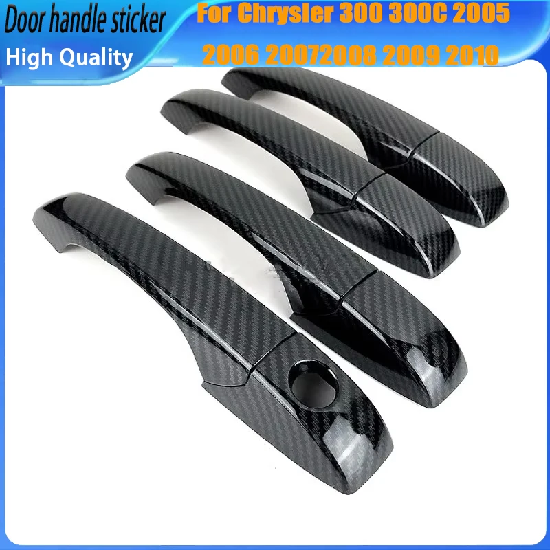 New Carbon Fiber Chrome Car Door Handle Cover Trim Sticker Car Accessories For Chrysler 300 300C 2005 2006 2007 2008 2009 2010