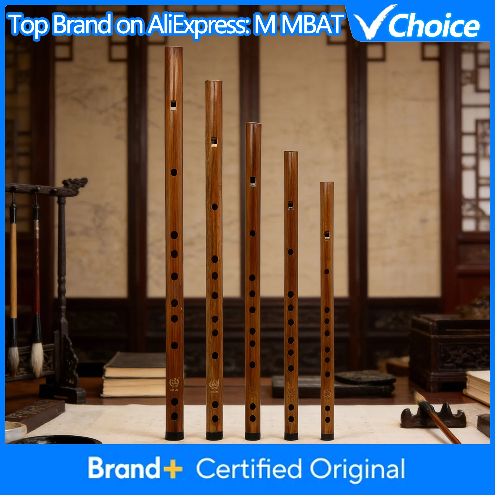 Flauta de Bambú M MBAT ZD-03, Instrumento Musical Profesional de Viento, Clave C/D/E/F/G, Flauta Transversal Tradicional China Dizi ﻿