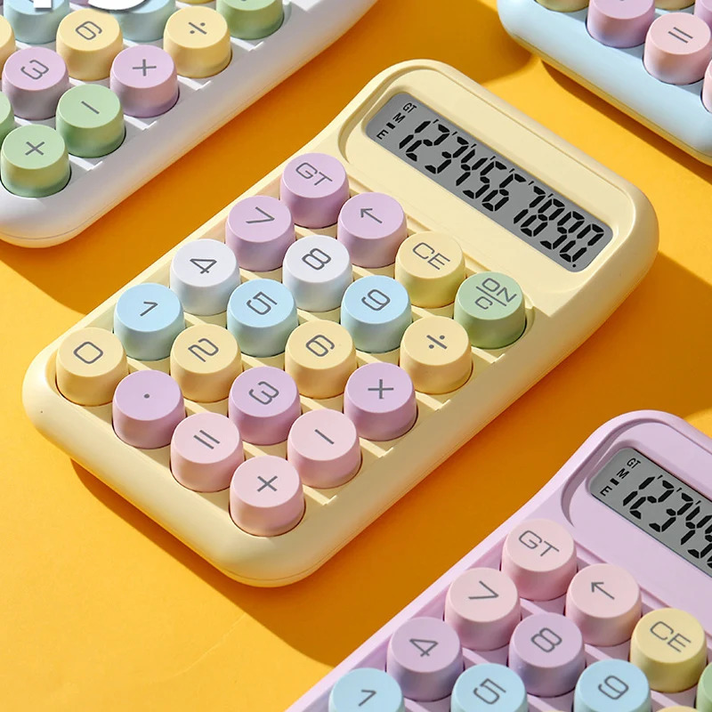 Keyboard Calculator Office 10-digit Mechanical Buttons Calculator Cute Candy Color School Supplies Students/Finance Stationery