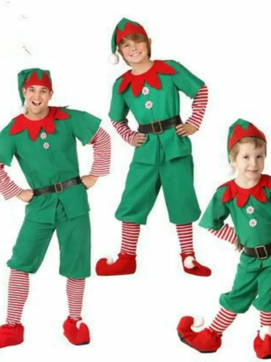 Nowy Strój Cisas Elf Cosplay Taniec Par Męski Damski Halloweenowy Strój Rodzinny Pasujący dla Rodziców i Dzieci Ubrania dla Dzieci i Dorosłych