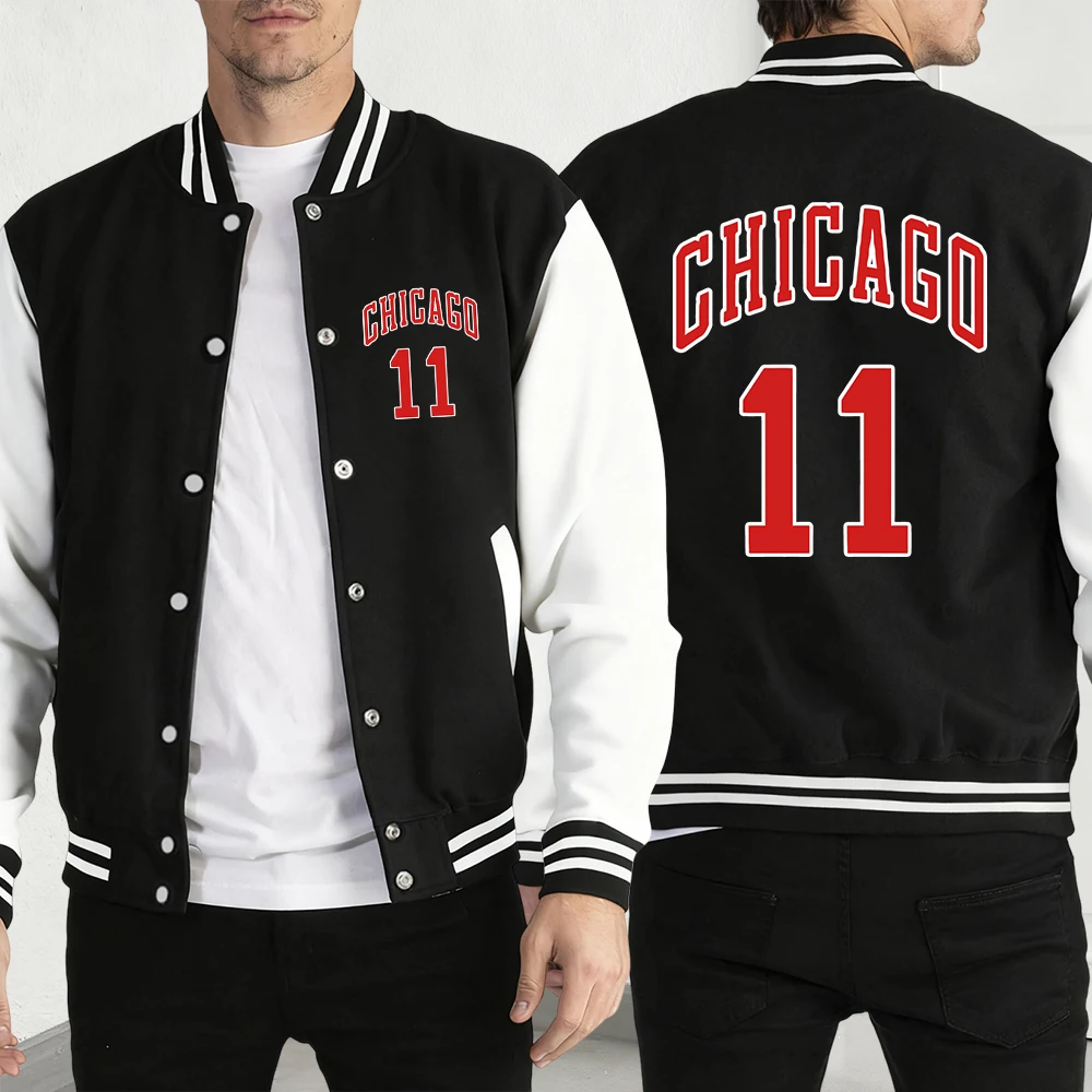 شيكاغو الأحمر رسالة 11 طباعة الرجال السترات خمر كل مباراة ملابس رياضية فضفاضة البساطة موضة الملابس للجنسين الصوف الشارع الشهير