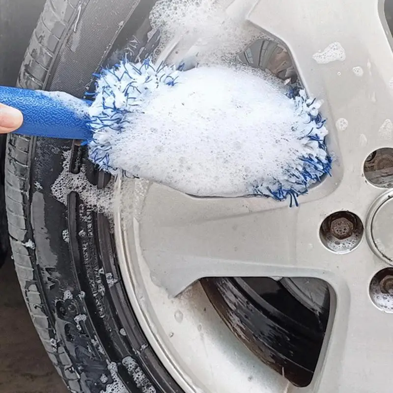 Brosse de lavage de voiture en peluche avec poignée coordonnante, super brosse, jantes, rayons, baril de roue, accessoires de voiture, qualité