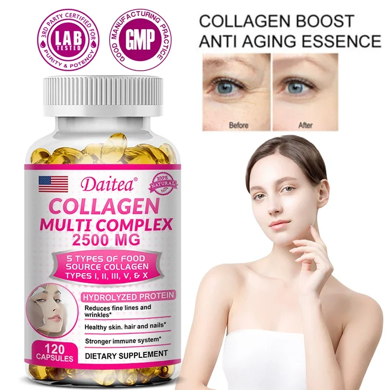 Hydrolyzed Collagen Capsules - Vitamin Antioxidant Supports Healthy Skin, Flexible Hair and Strong Nails Nutritional Supplement