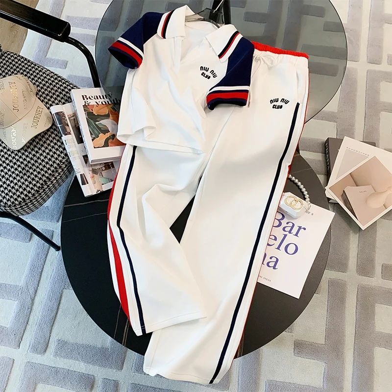 

Fashionable Youthful Wide Leg Pants Casual Set Women Summer 2026 New Stylish Trendy College Style Two Piece Set Trendy