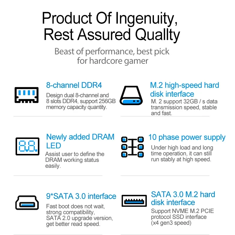 Placa base X99 Dual Z8 lga2011 V3 V4 KIT 2 uds procesador XEON E5 2696 V3 2*32G = 64GB 2133mhz ECC REG Ram placa mae x99 ddr4 set