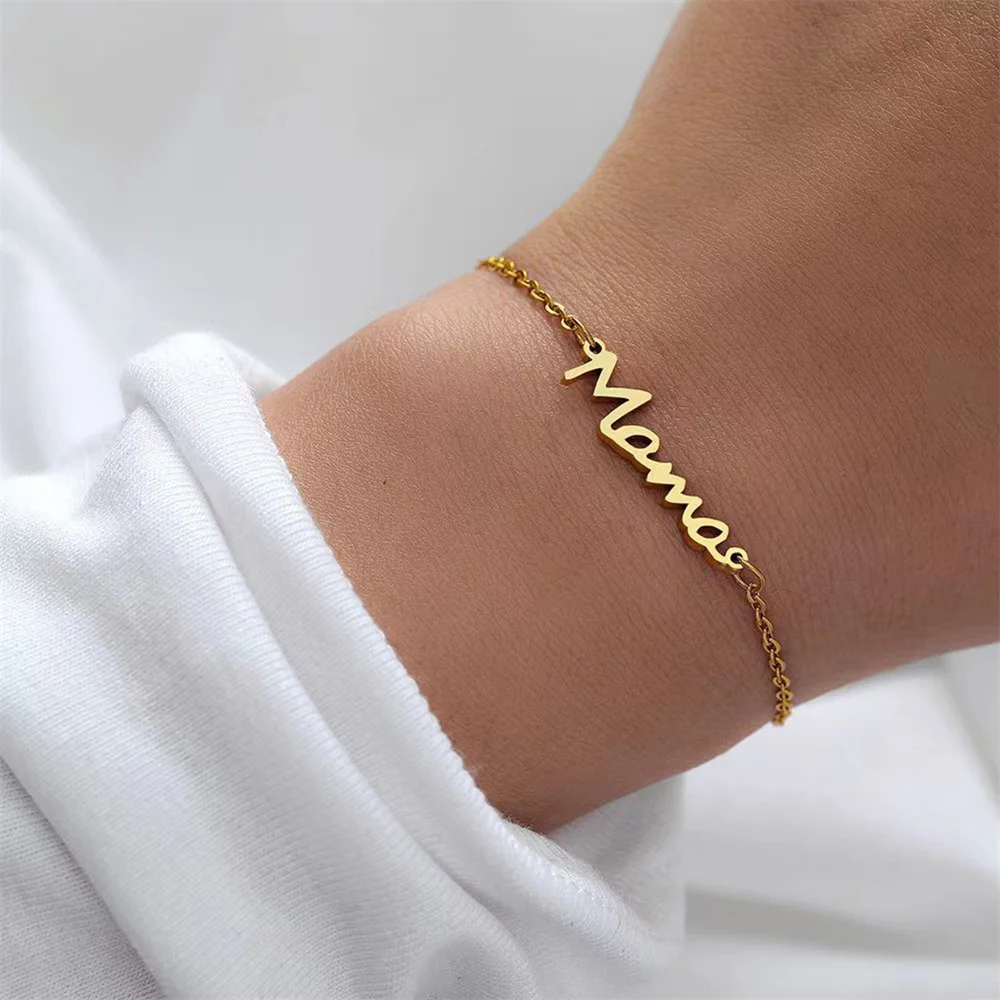 Stainless Steel Bracelets Letter Mama Pendant Chains Fashion Charms Bracelet For Women Jewelry Party Lover Mum Mother\'s Gifts