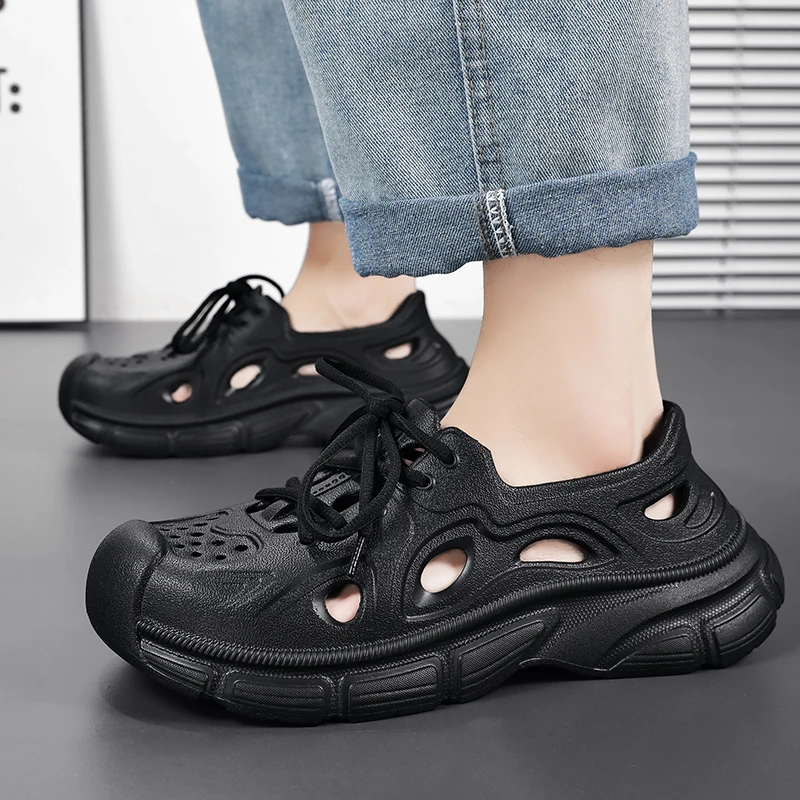 صنادل رجالية عصرية، أحذية بفتحات، قبعات كاجوال لأصابع القدم، مفرغة مضادة للانزلاق مناسبة للمشي الداخلي والخارجي، Summ #6