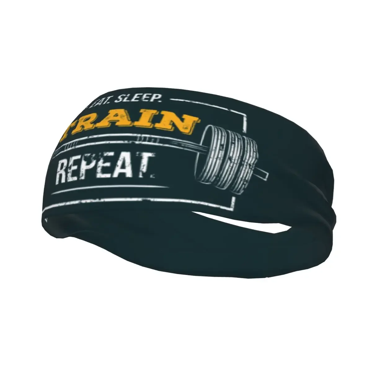 

Custom Eat Sleep Train Repeat Gym Motivational Quote Sports Sweatbands for Cycling Bodybuilding Workout Quick Drying Headband