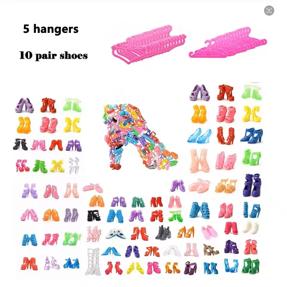 17pcs Fashion Dolls Accessories =1 Gown +3 Dress +2 Tops & Pants +2 Swimsuit+10 Shoes Fashion Clothes Set for Barbie dolls view 6