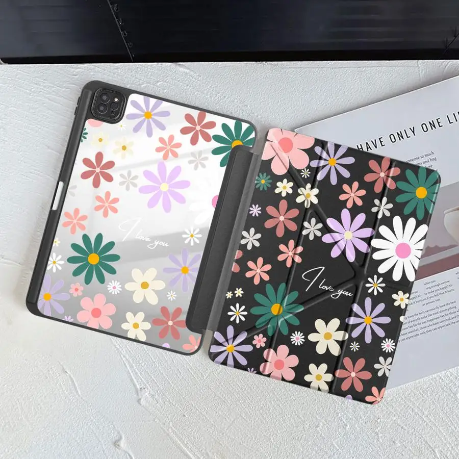 Tablet Case For iPad Pro 2025 Mini 6 7 Pro 11 10 9 8 7 th 12.9inch Air 4 5 M3 M2 M4 11inch Holder Cover Colorful Daisy Print