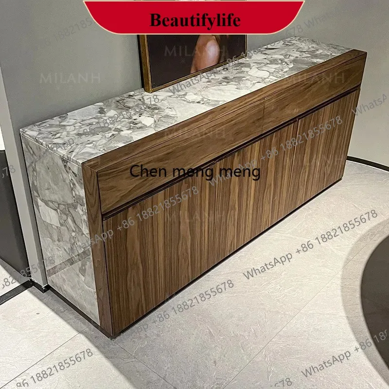 

Q178 Italian minimalist natural marble TV cabinet modern living room floor cabinet