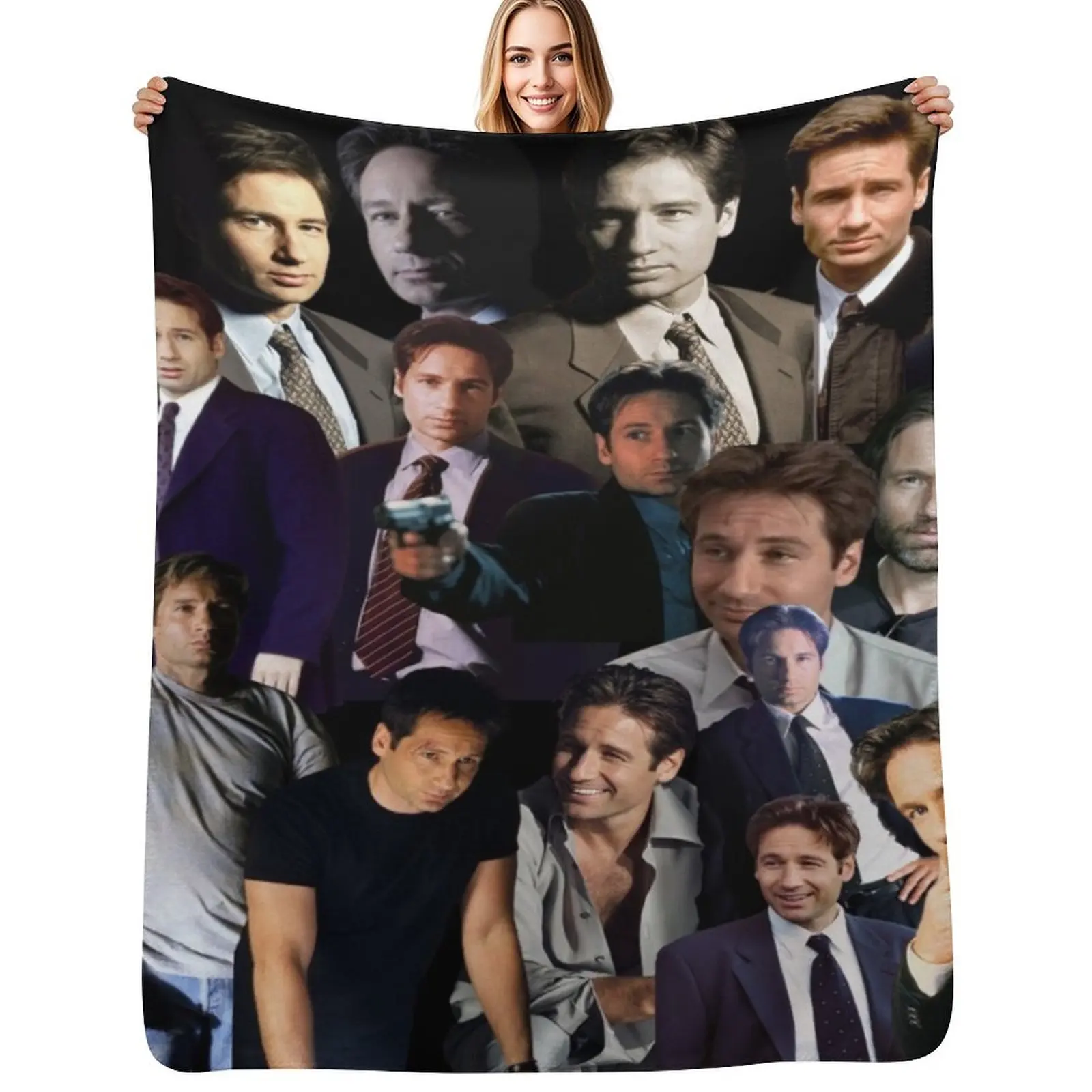 

David Duchovny - Fox Mulder photo collage Throw Blanket Kid'S For Decorative Sofa Soft Beds Beautifuls Blankets