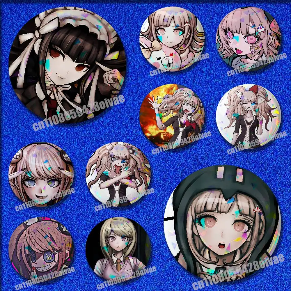 

D-Danganronpa Chiaki Nanami Junko Enoshima Insignia Badge Cover For Ornament 58mm 32mm 25mm Round Pin Brooch Cosplay