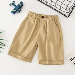 Spring and Autumn Boys 2024 Fashionable Casual Breathable Multi color/One Button Shorts for 2-9 Years Old