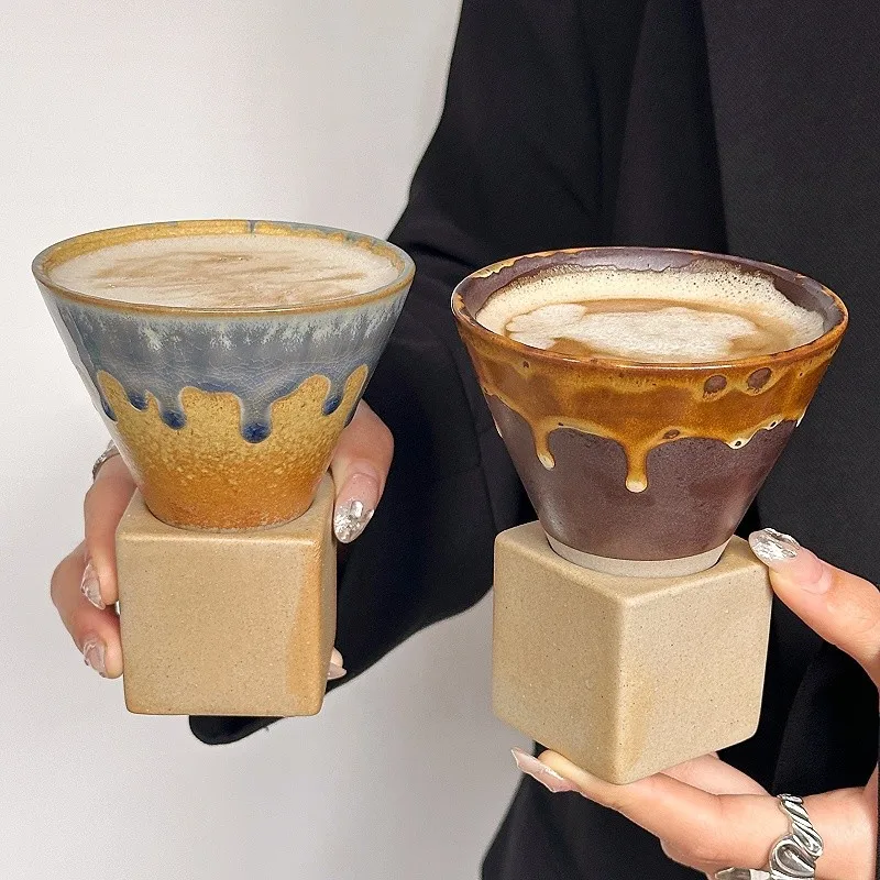 

Vintage Distressed Ceramic Coffee Mug Rustic Retro American Latte Cup Unique Design