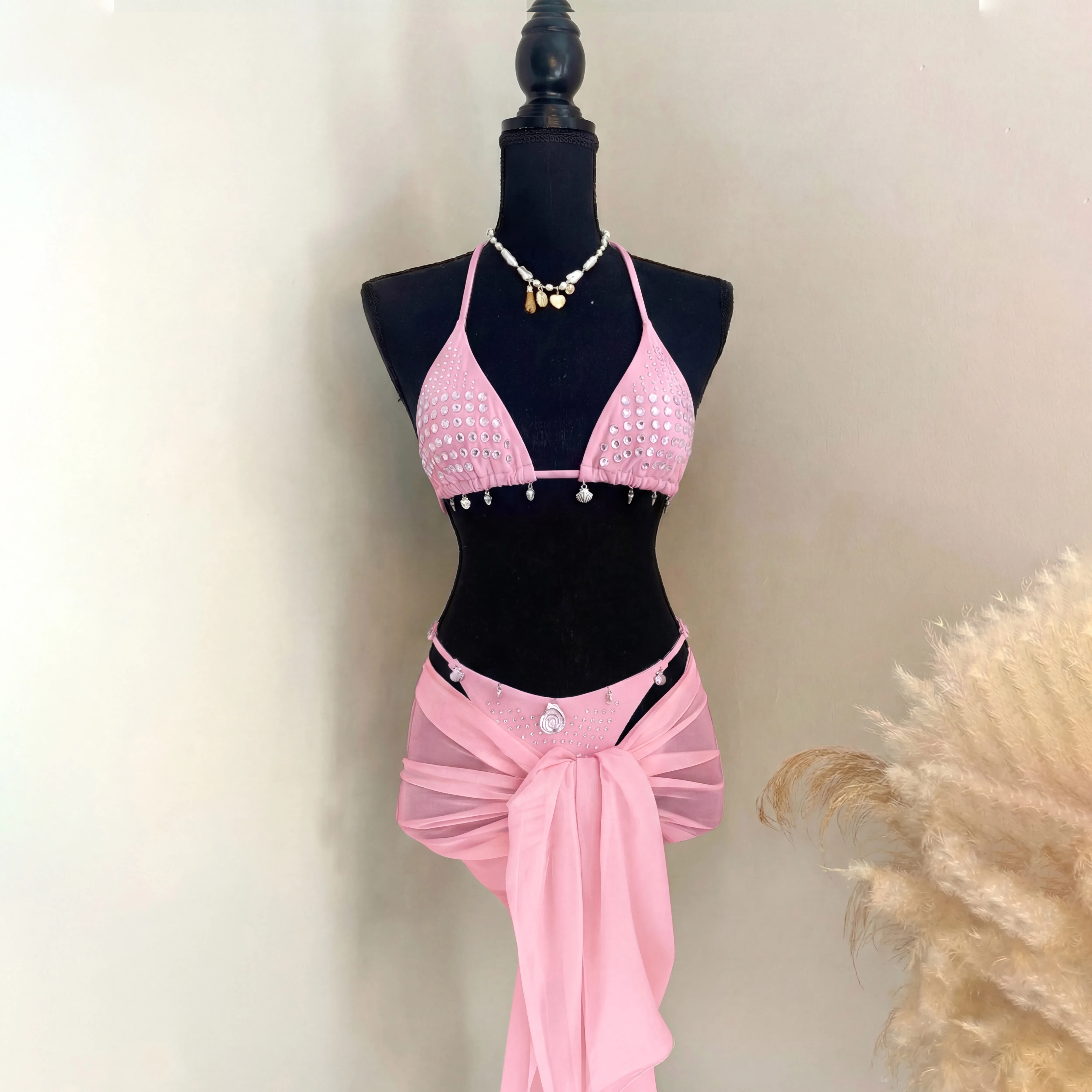 3 Pcs Shell Swimsuit Bikini with Skirt Swimwear Swimsuit Women Separates Push Up Swimwear Swimsuit Bathing Suit