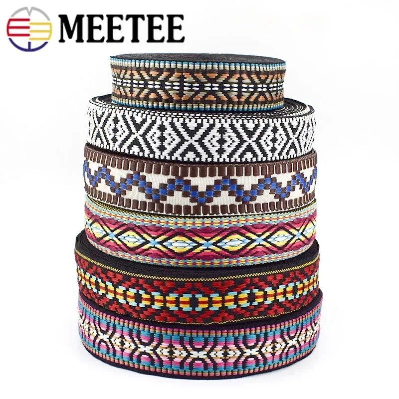 5/10Yards 28-35mm Polyester Ethnic Jacquard Webbing Ribbon for Clothes Bag Strap Decor Tape DIY Hometextile Sewing Accessories