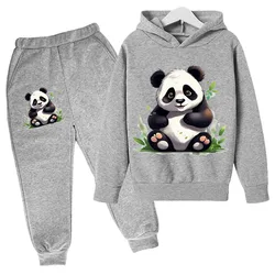 Panda Tuan Yuan Cartoon Painting Boys and Girls Fashion Leisure Sports Sweater Hoodie Set Christmas Gift Spring and Autumn Seaso