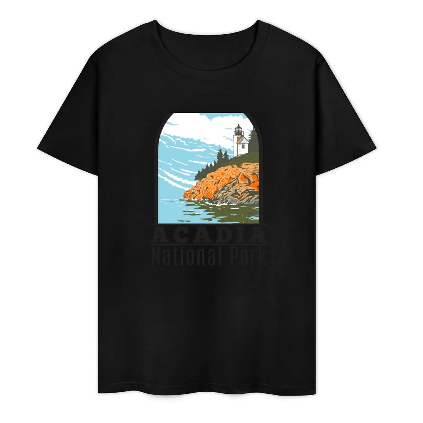 Acadia National Park Bar Harbor Lighthouse Maine T-Shirt Short sleeve tee summer clothes tops t shirt men 100℅ cotton