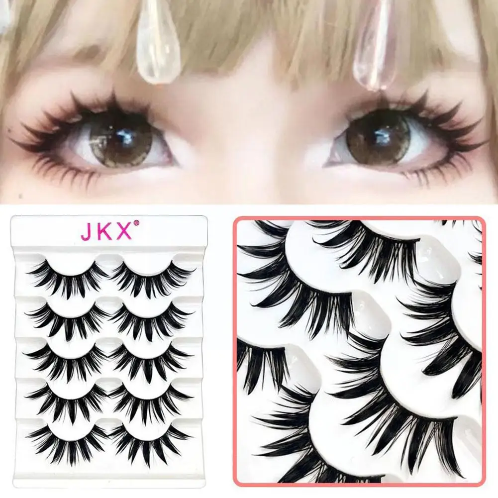 Faux cils 3D en faux vison, 5 paires, longs, look extension, moelleux, bande, maquillage des yeux