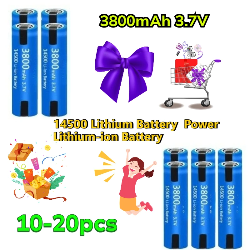 

10-20pcs 3800mAh 3.7V 14500 Lithium Battery Power Lithium-ion Battery