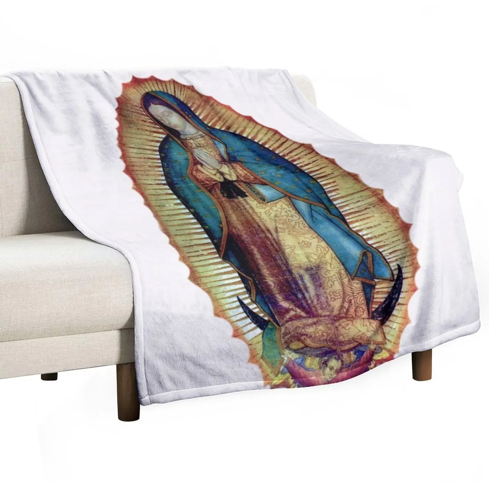 

Our Lady of Guadalupe Virgen Maria Tilma 118 Throw Blanket Soft Plush Plaid Designers Plush Blankets