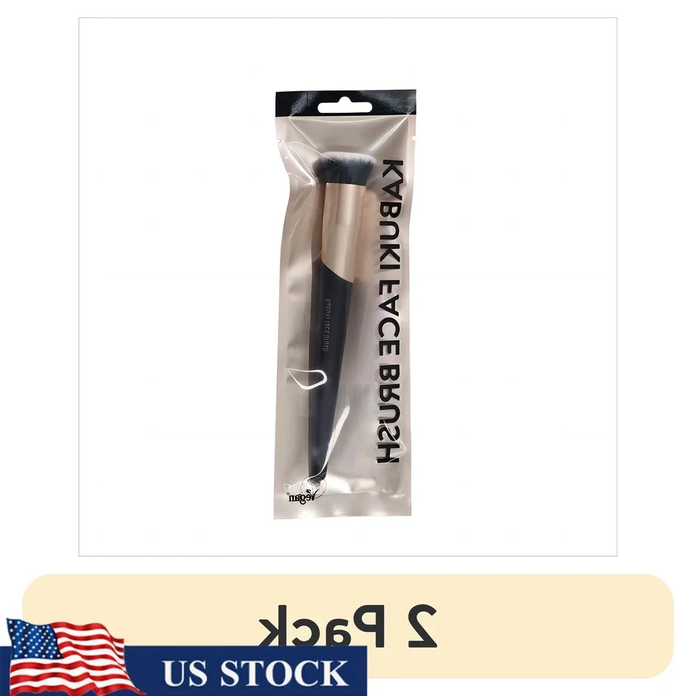 

2 Pack Kabuki Makeup Brush Set Foundation Application Blending Buffing Soft Bristles Vegan Friendly Easy to Clean Professional