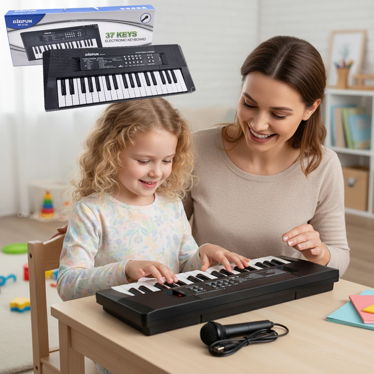 Piano à clavier de 37 touches pour enfants - Jouets musicaux pour filles de 3, 4, 5 et 6 ans - Piano portable pour enfants - Clavier de musique électronique - Jouet