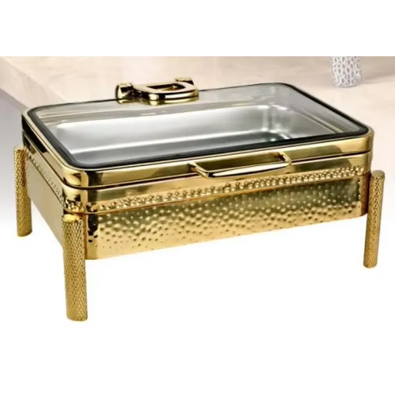 Catering Supplies, Arabian Rectangle Gold Insulation Plate, Forged 9L Insulation Plate Buffet Set, Ramadan