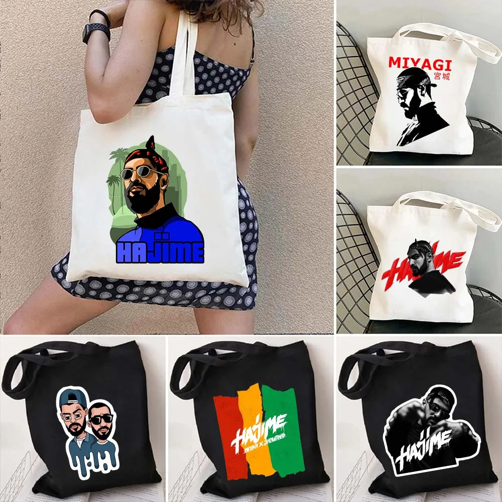 Russian Rapper Rap Artist Hajime MiyaGi Andy Panda Music Fashion Shoulder Canvas Tote Bag Harajuku Shopper Eco Shopping Handbags