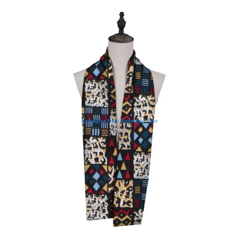 

573B Kente Print Cotton Scarf Neck Wrap Stole Sash For Cultural Event Formal Occasion