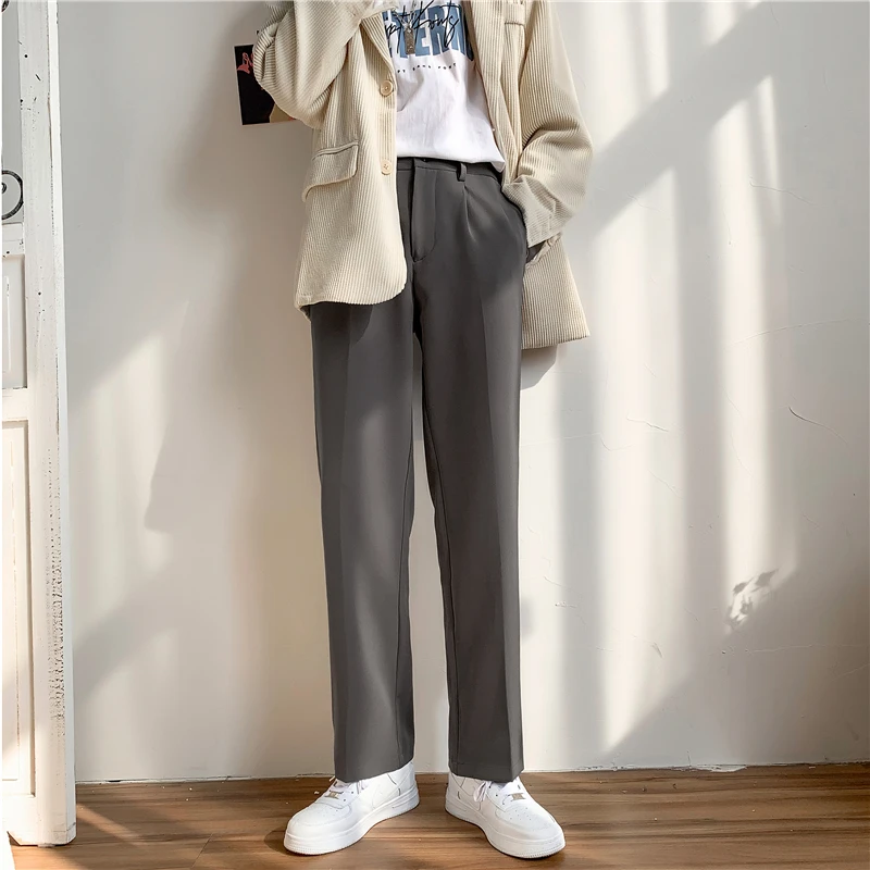 

2024 Spring Autumn New Men Korean Loose Straight Trousers Male Solid Color Wide-leg Pants Men Students Leisure Suit Trouser