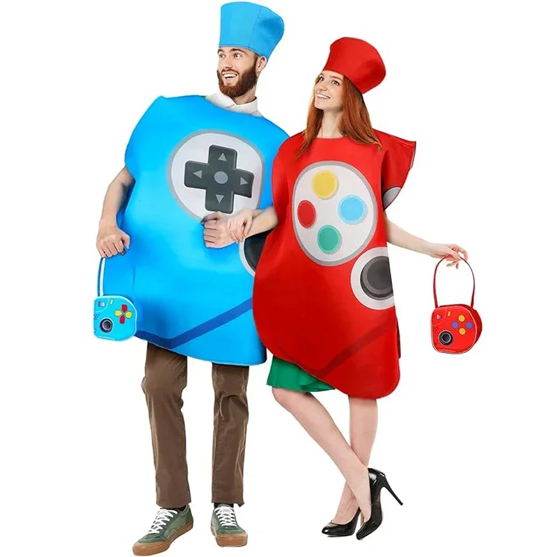 2024 new arrival unisex Women Men video game tunic with hat couple cosplay game controller Halloween costume for adult