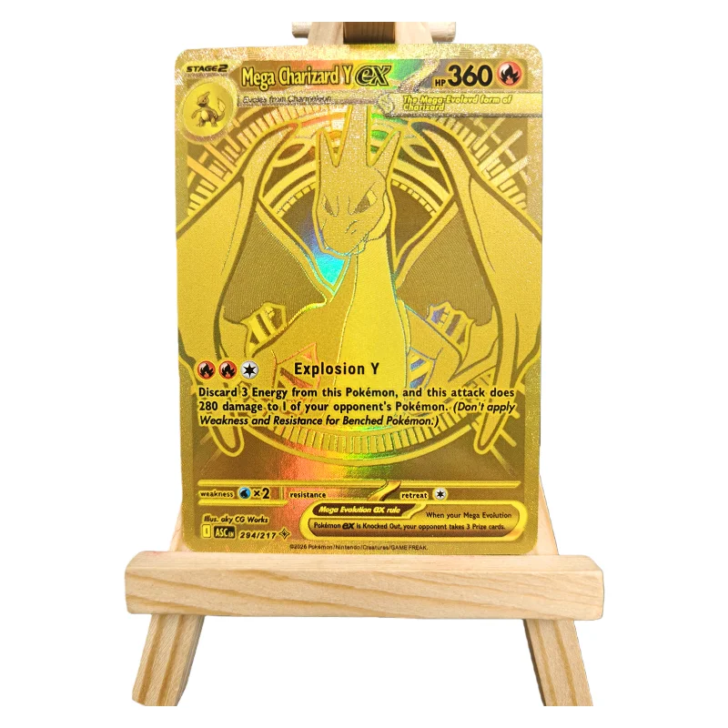 Cartes Proxy PTCG Mega Charizard Y X EX PFL ASC 294/217 130/094 125/094 Collection cartes d'anime TCG anglaises