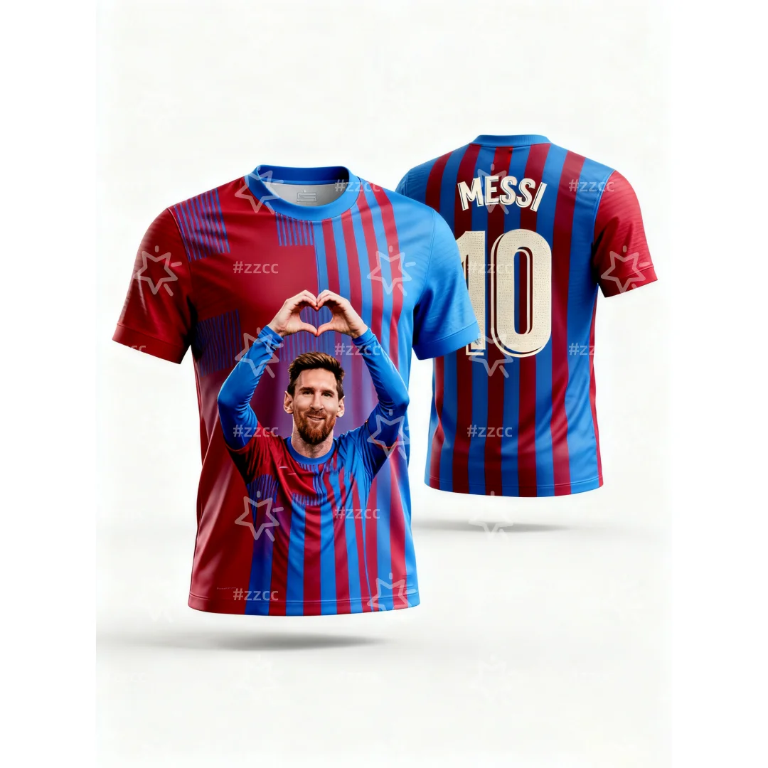 Messi's match and training jersey Football jersey No. 10 3d Printing Autumn Sports Dry Quickly Men's T-Shirt Kid's Clothing Tee