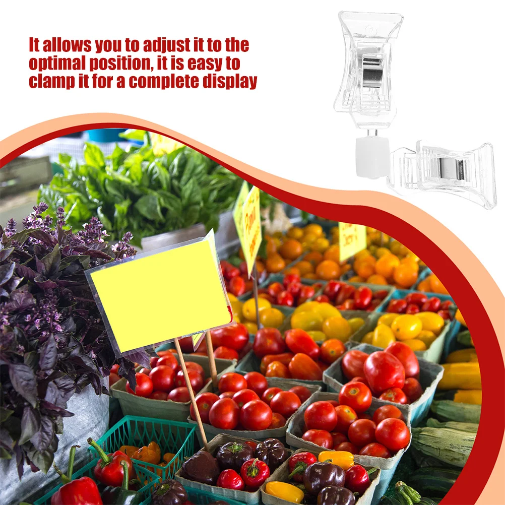

5pcs Clear Sign Clips Adjustable Rotatable Merchandise Display Clips Double Sided Clip Holder For Retail Store Supplies