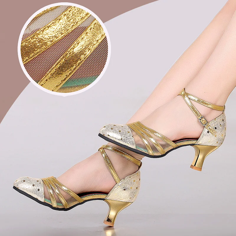 

Ballroom Dancing Shoes For Women latin dance shoes woman outdoor rubber soles Closed Toe high heels 3.5/5.5cm dance sandals